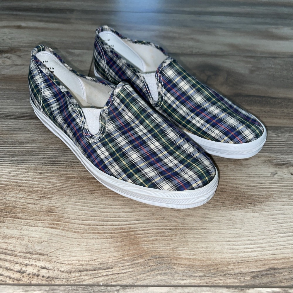 Keds Womens 6.5 Slip On Sneakers Shoes Multicolor Plaid Walking Patchwork Fabric